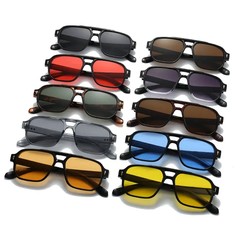 SO&EI Vintage Double Bridges Square Sunglasses