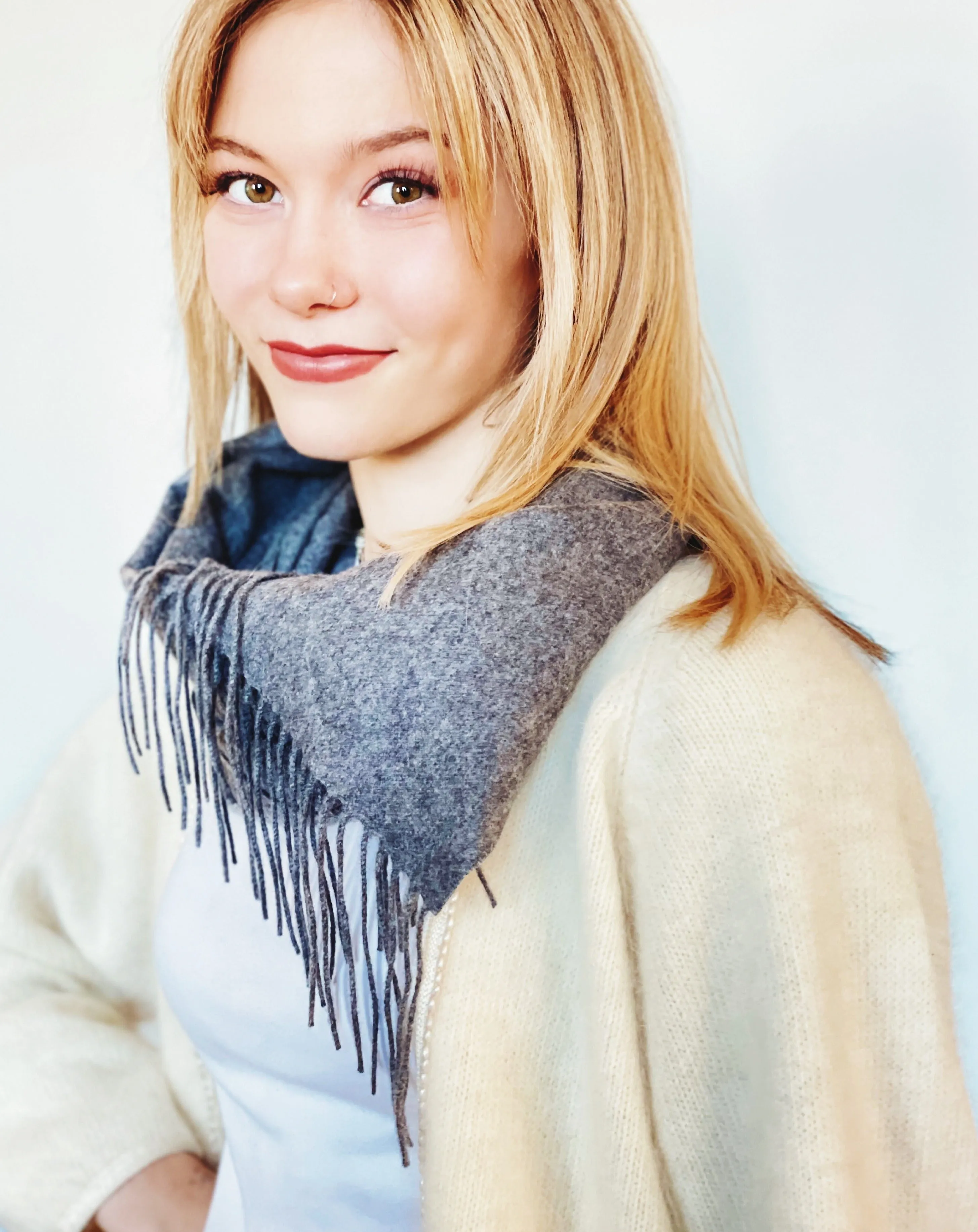 Soft and Cozy Grey Cashmere Scarf