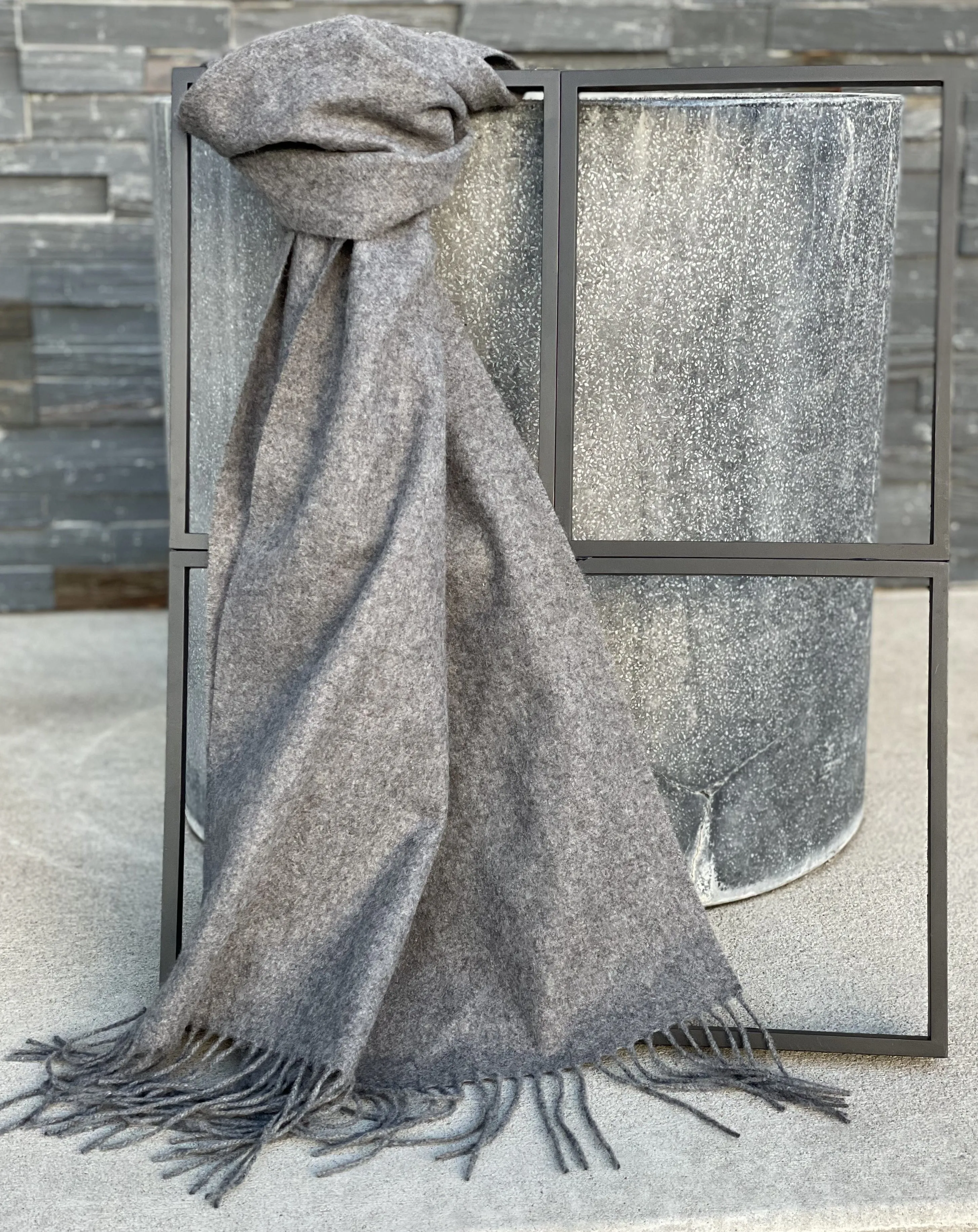 Soft and Cozy Grey Cashmere Scarf