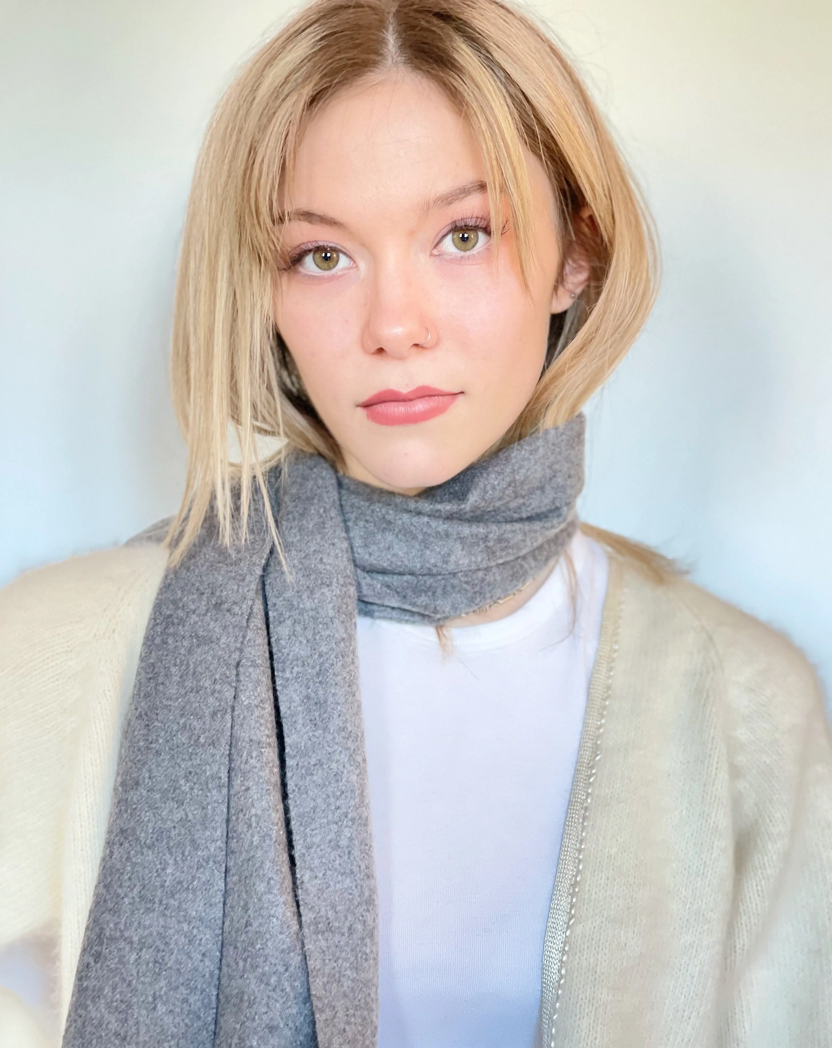 Soft and Cozy Grey Cashmere Scarf