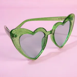 Sparkling Heart Womens Sunglasses. Emerald Love