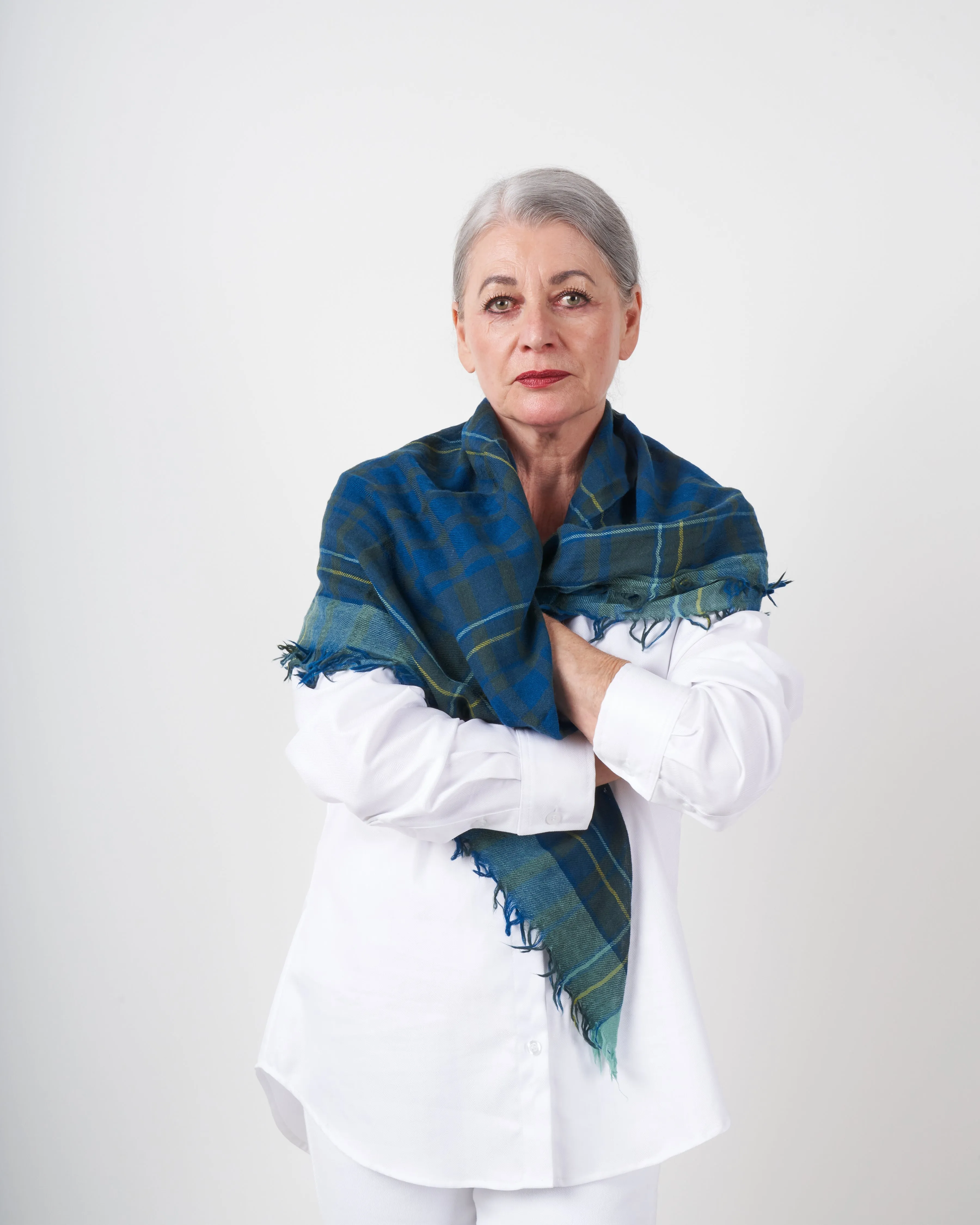 square wool scarf - japan blue