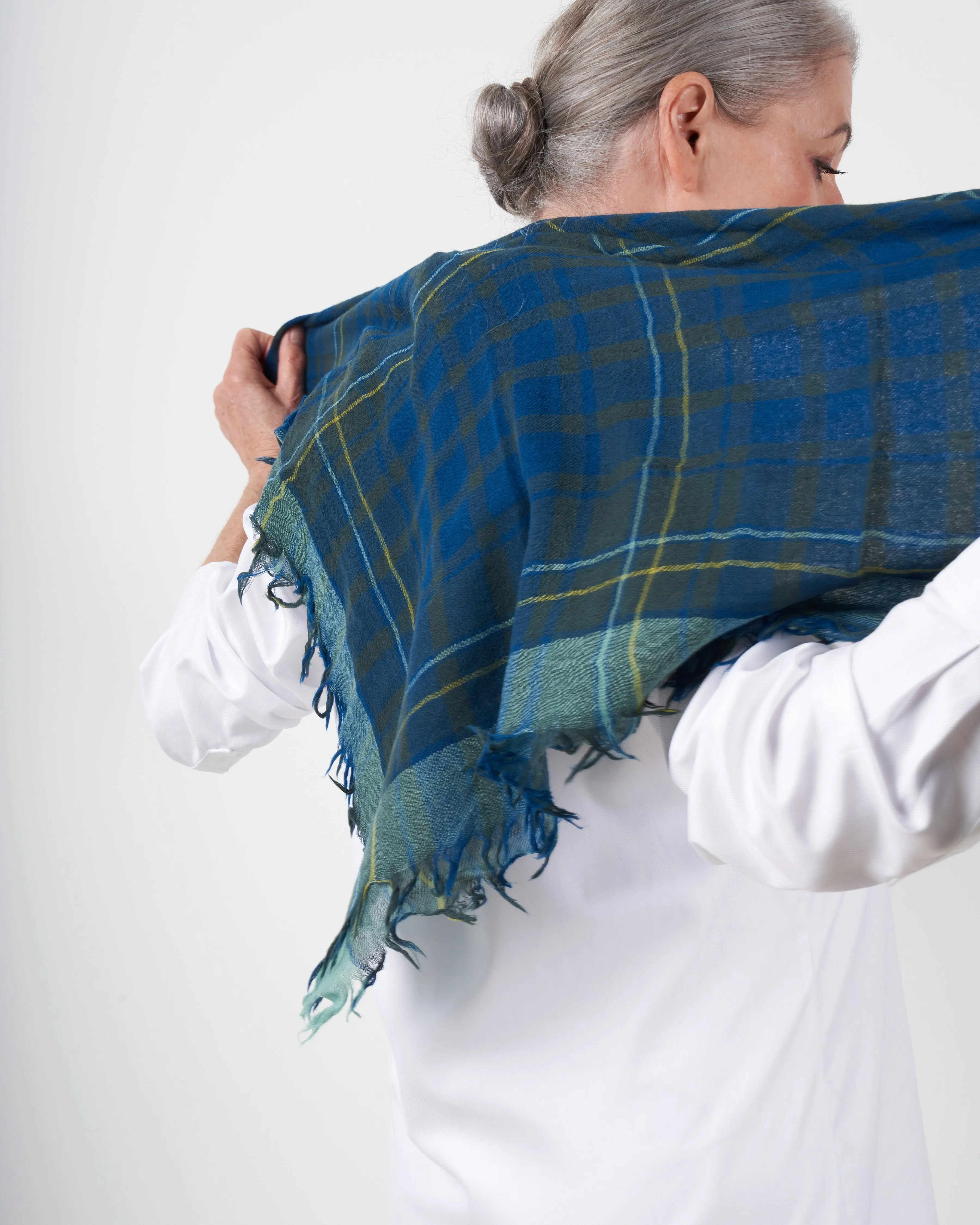 square wool scarf - japan blue