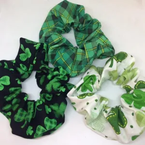 St. Patrick's Day Scrunchies / Shamrock, Green and White Scrunchie / St. Patrick's Day Hair Accessories for Girls