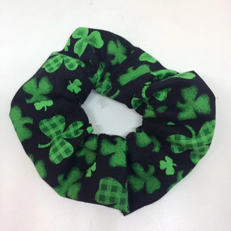 St. Patrick's Day Scrunchies / Shamrock, Green and White Scrunchie / St. Patrick's Day Hair Accessories for Girls