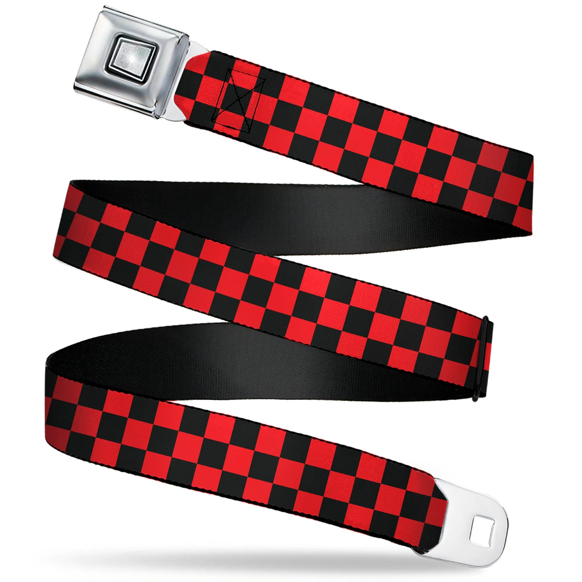 Starburst Seatbelt Belt - Checker Black/Red Webbing