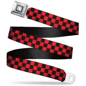 Starburst Seatbelt Belt - Checker Black/Red Webbing