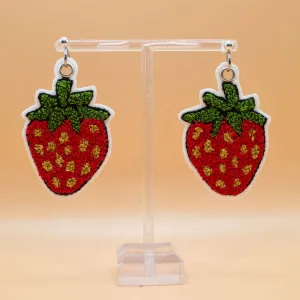 Strawberry Embroidered Earrings