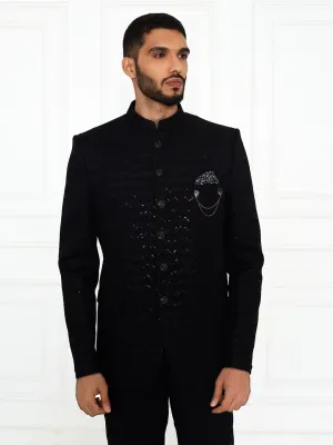 Stunning Sequined Jodhpuri Set in Black