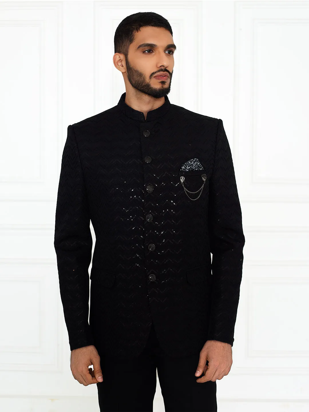Stunning Sequined Jodhpuri Set in Black