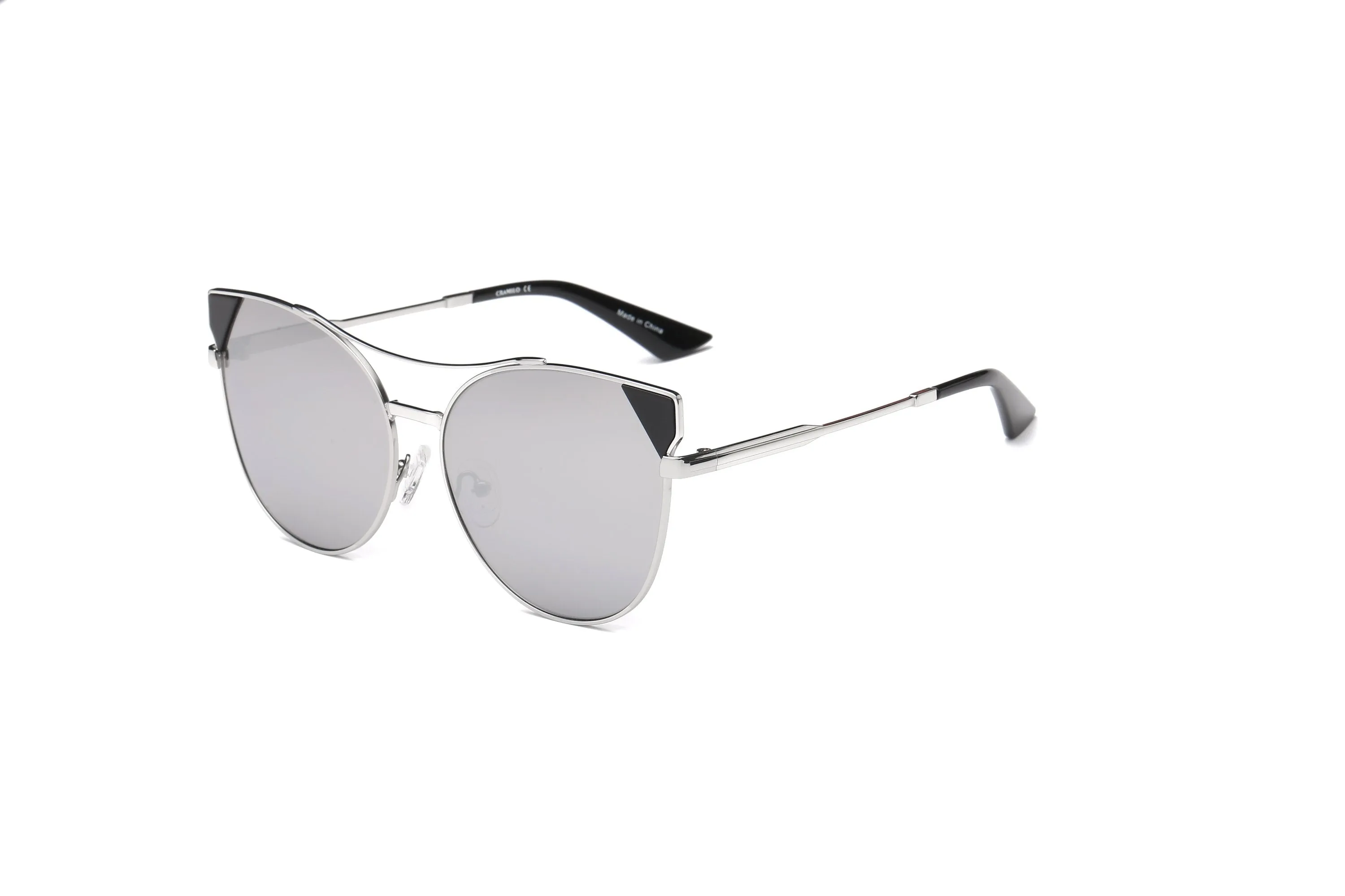 Stylish Women's Sunglasses With UV Protection - Round Cat Eye Metal Frame 59mm Lenses