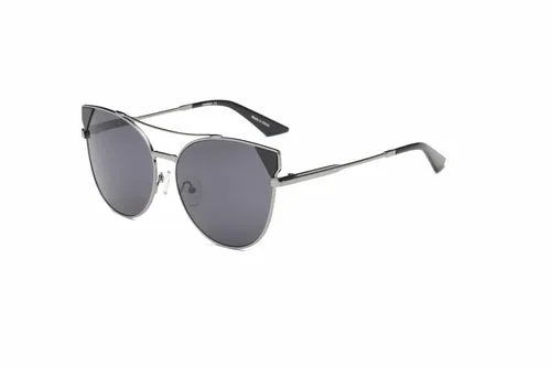 Stylish Women's Sunglasses With UV Protection - Round Cat Eye Metal Frame 59mm Lenses