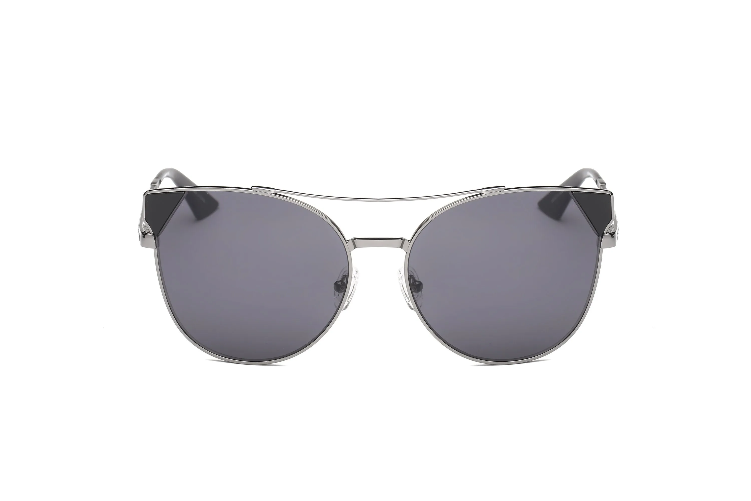 Stylish Women's Sunglasses With UV Protection - Round Cat Eye Metal Frame 59mm Lenses