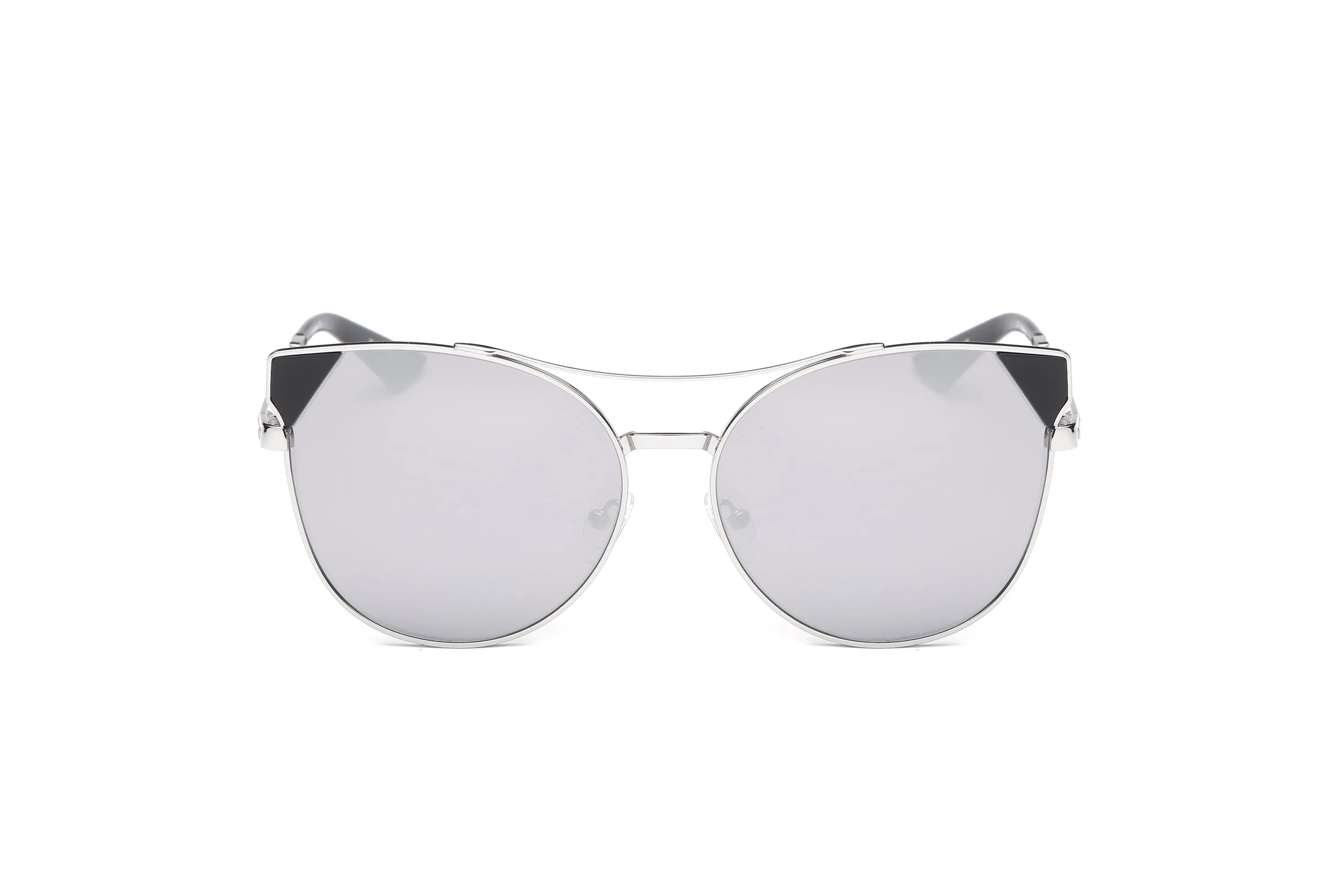 Stylish Women's Sunglasses With UV Protection - Round Cat Eye Metal Frame 59mm Lenses