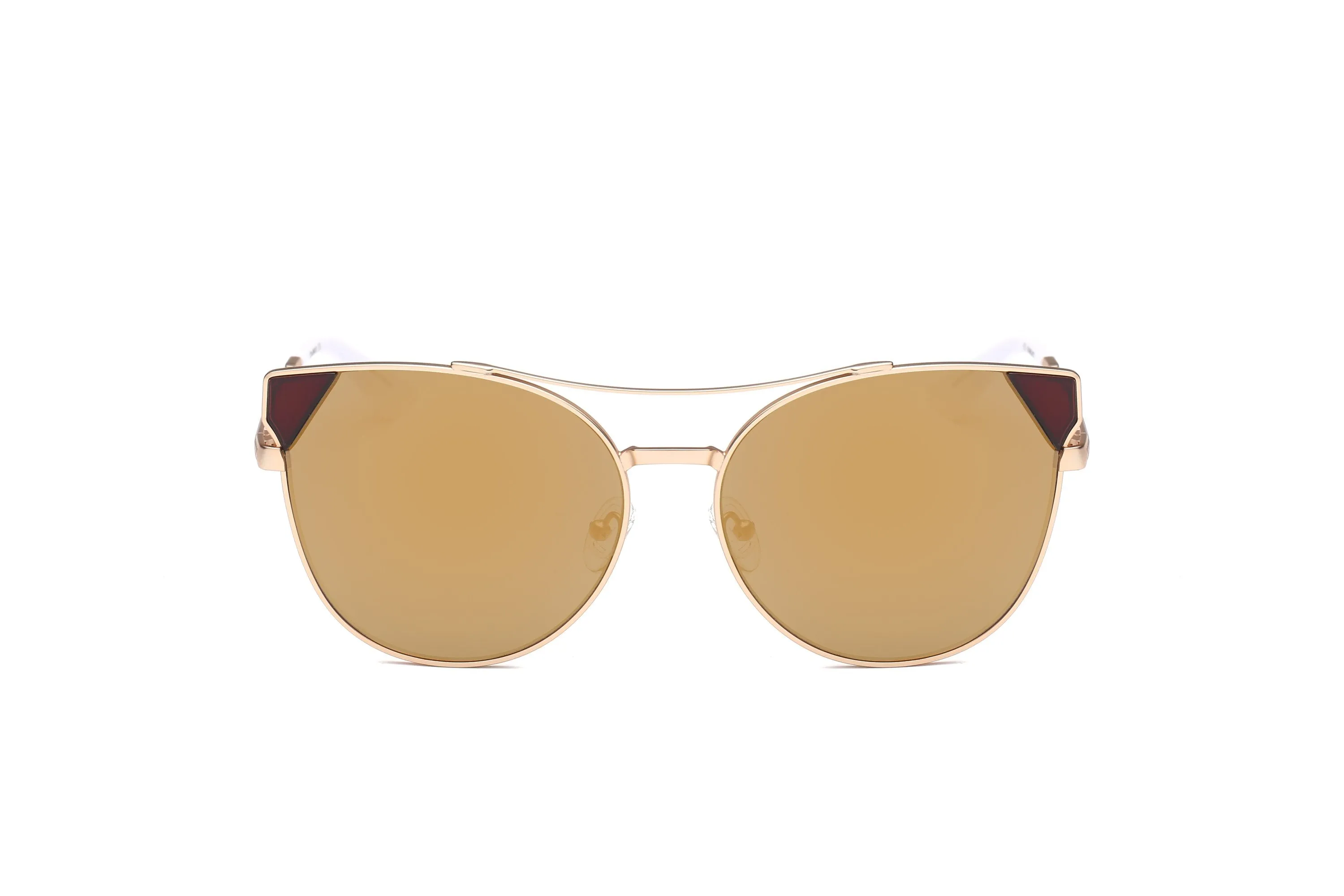 Stylish Women's Sunglasses With UV Protection - Round Cat Eye Metal Frame 59mm Lenses