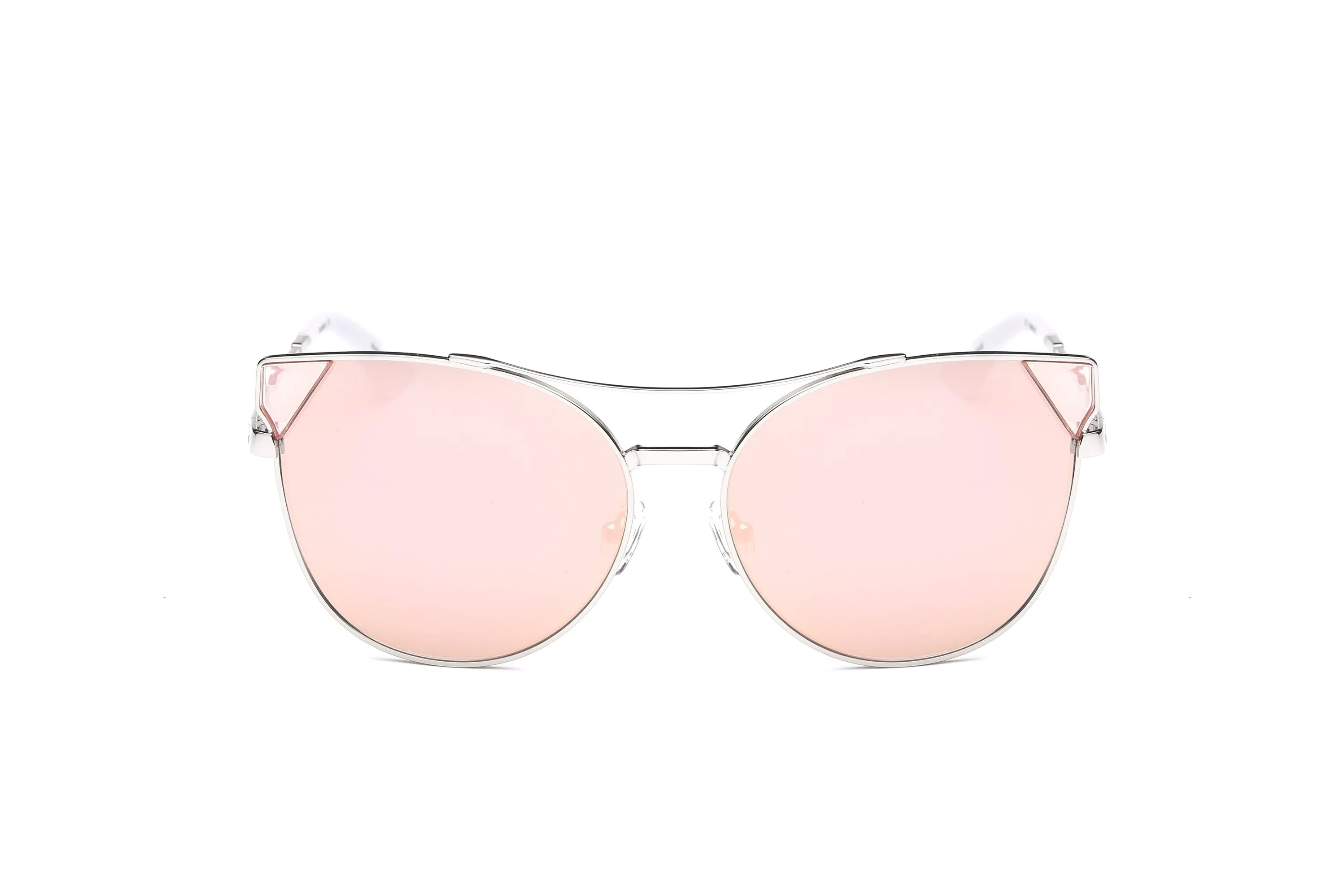 Stylish Women's Sunglasses With UV Protection - Round Cat Eye Metal Frame 59mm Lenses