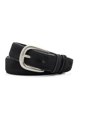 Suede Leather Belt with Classic Silver-Toned Buckle