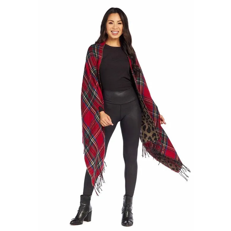 Tartan Leopard Reversible Scarf Wrap