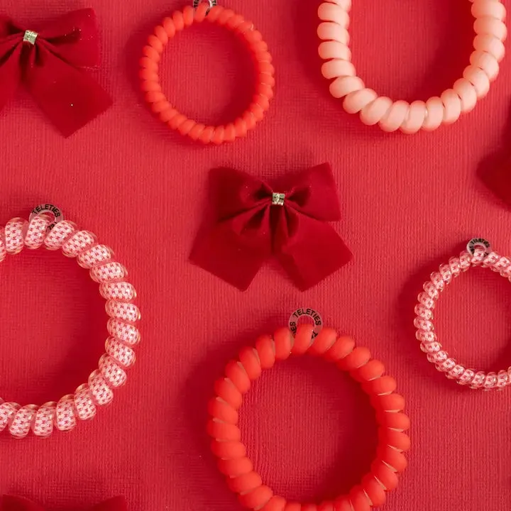 Teleties Talk To The Bow Large Hair Ties Pink/Red