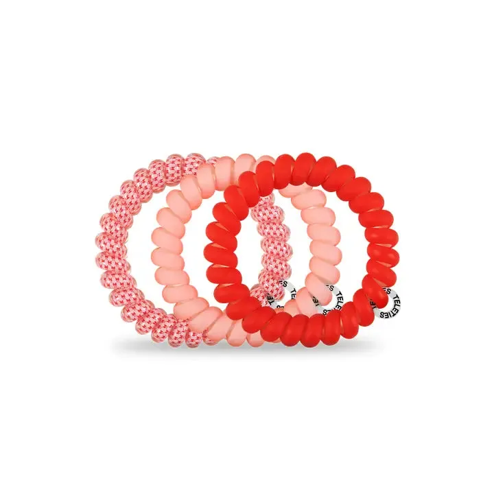 Teleties Talk To The Bow Large Hair Ties Pink/Red