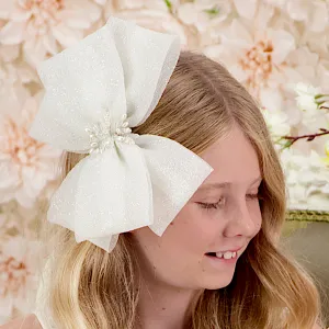 The Galena Silver Girls Bow Hair Clip