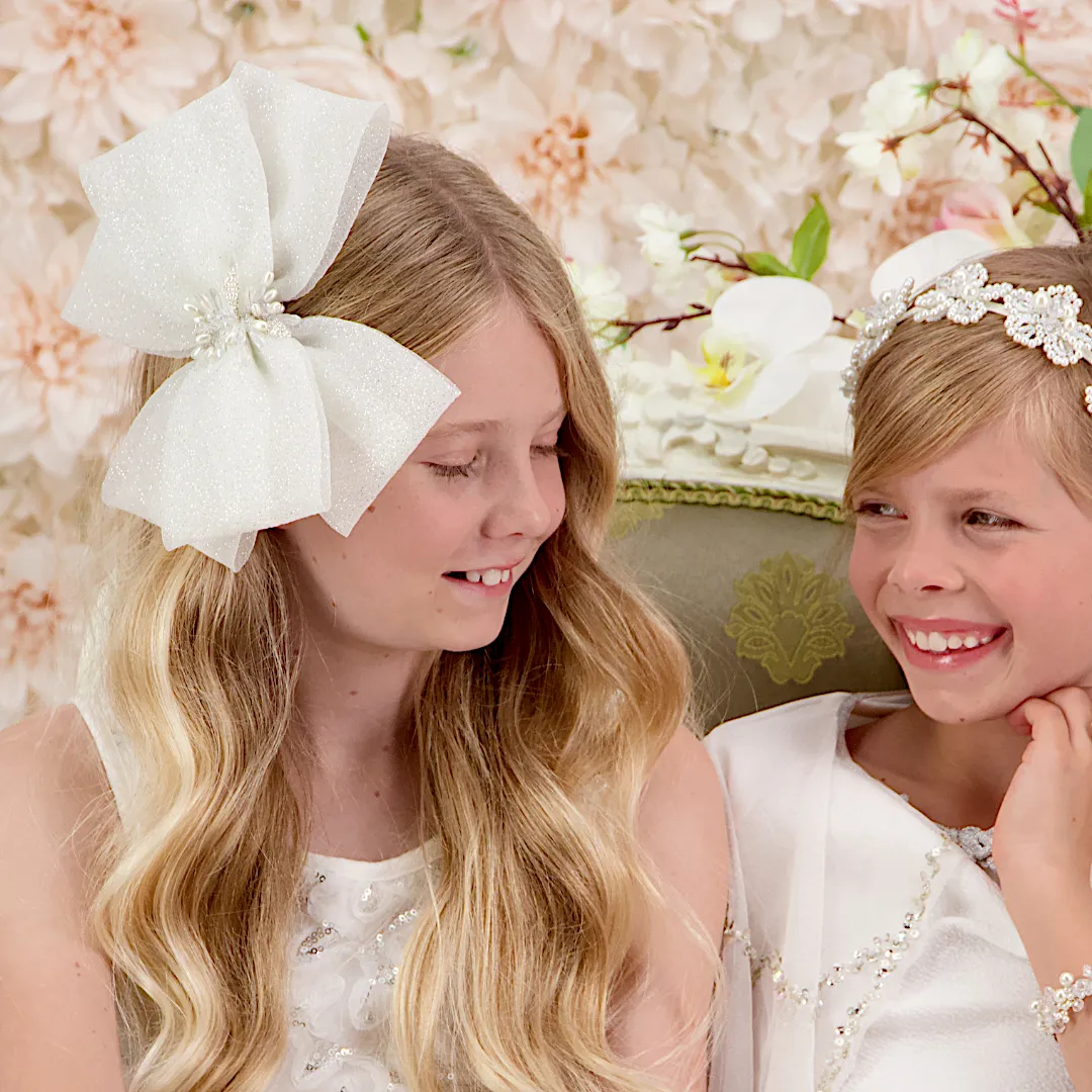 The Galena Silver Girls Bow Hair Clip