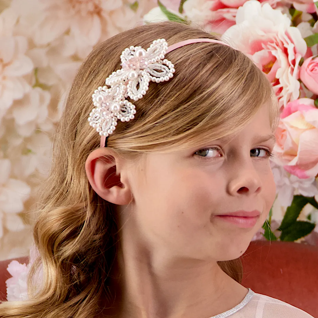 The Garden Party Kids Blush Pearl & Crystal Headband