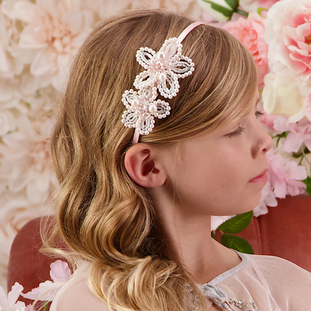The Garden Party Kids Blush Pearl & Crystal Headband