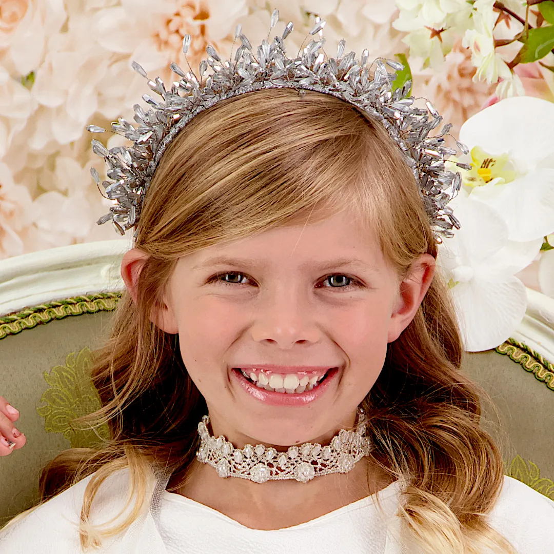 The Laelyn Metallic Silver Tiara Headband