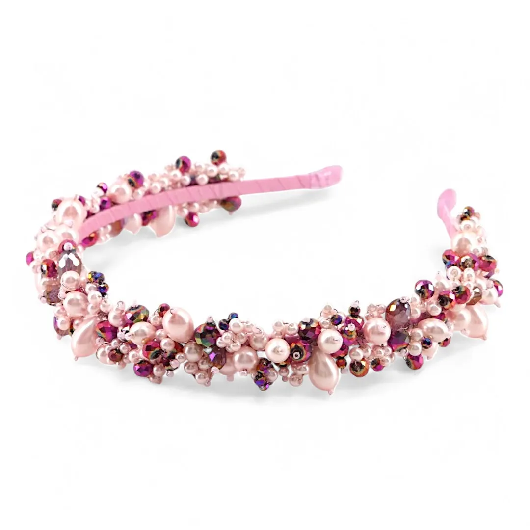 The Sachi Girls Designer hand-beaded crystal & pearl Headband