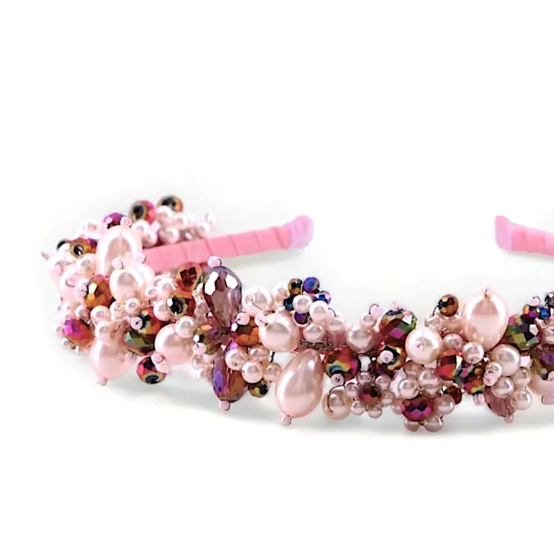 The Sachi Girls Designer hand-beaded crystal & pearl Headband