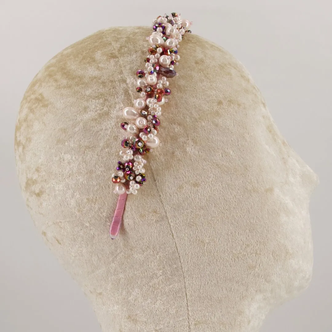 The Sachi Girls Designer hand-beaded crystal & pearl Headband
