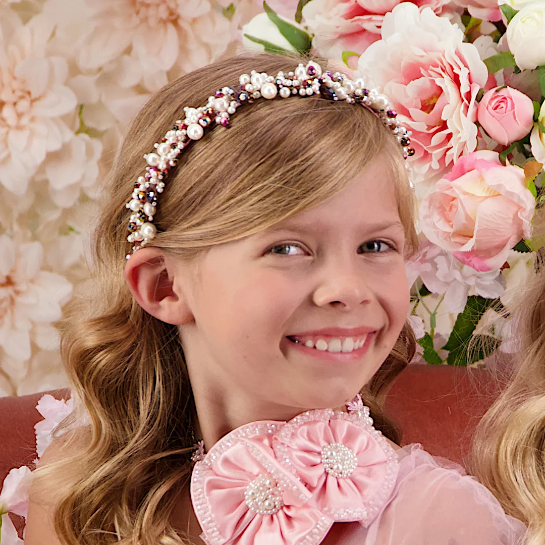 The Sachi Girls Designer hand-beaded crystal & pearl Headband