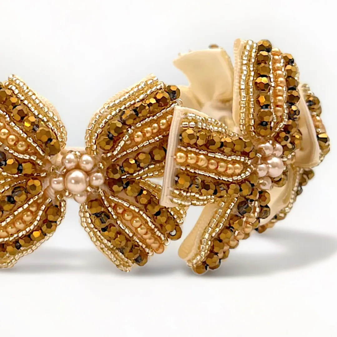 The Sariel Designer Girls Gold Bow Headband