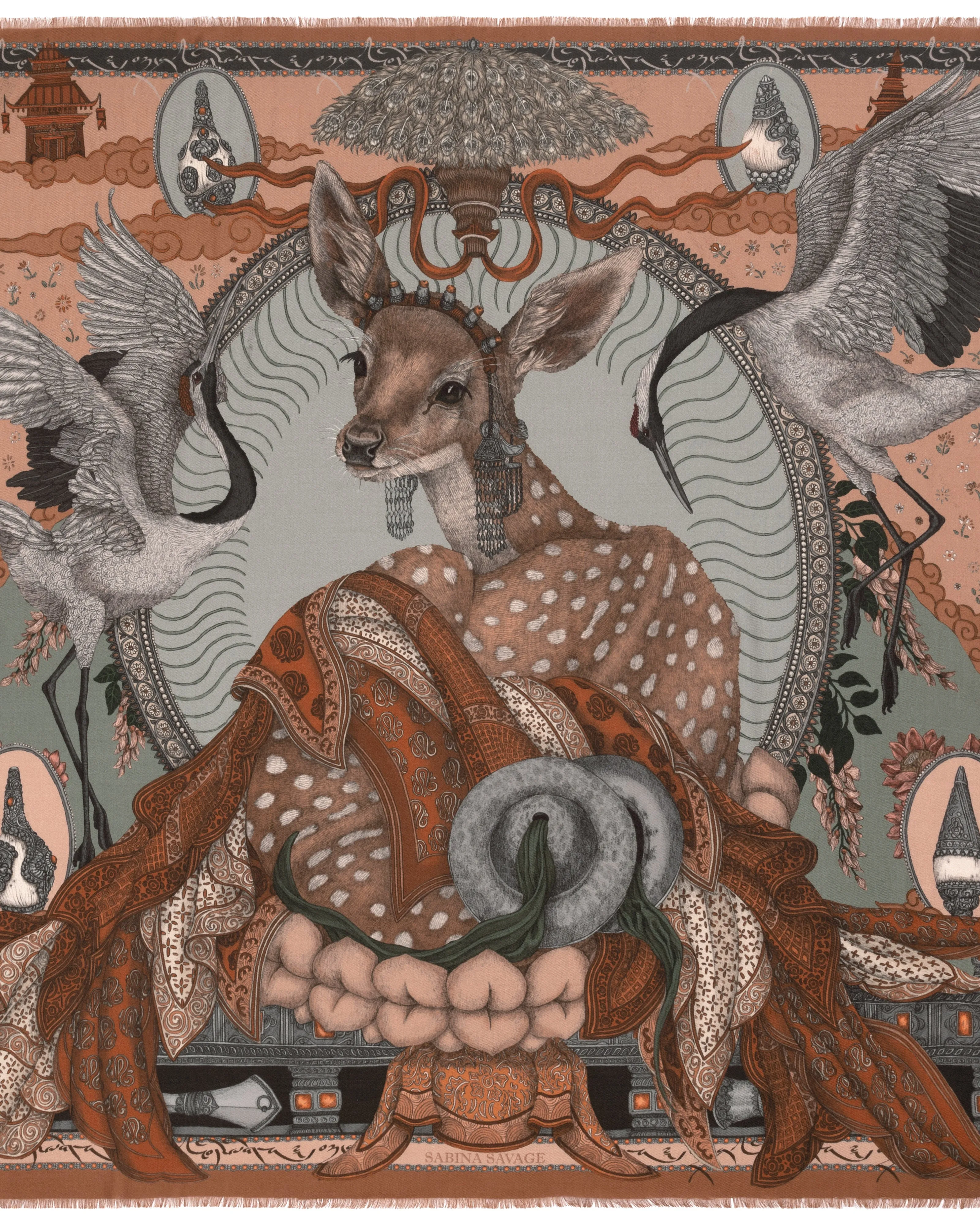 the song deer wool/silk square scarf