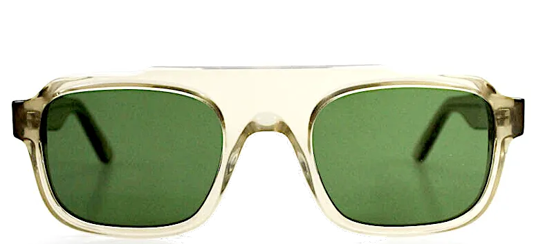 Thierry Lasry Paris. NEW. NWOT. Square Fatality Clear Translucent Acetate Sunglasses Green Lenses