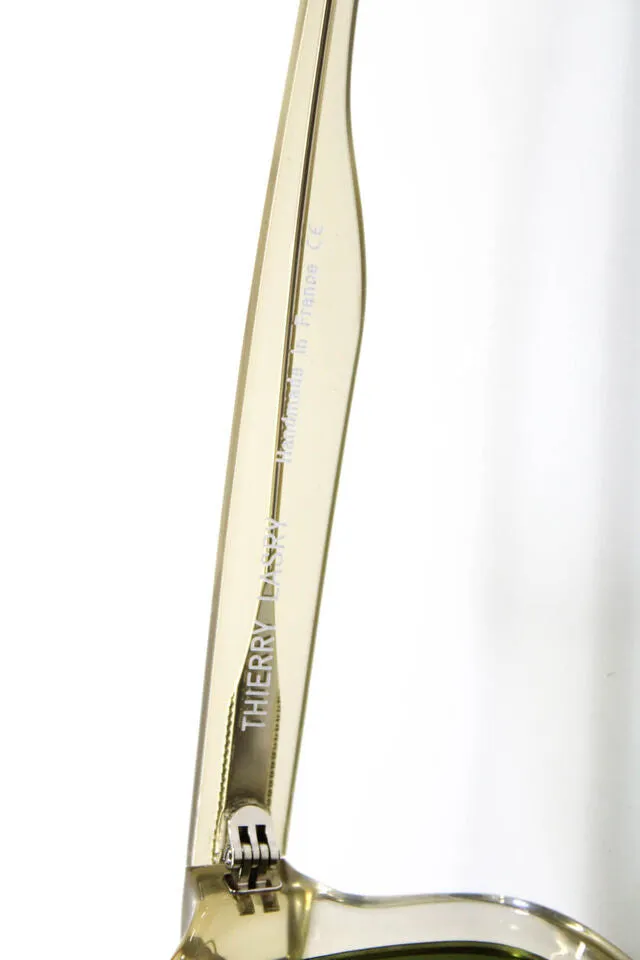 Thierry Lasry Paris. NEW. NWOT. Square Fatality Clear Translucent Acetate Sunglasses Green Lenses
