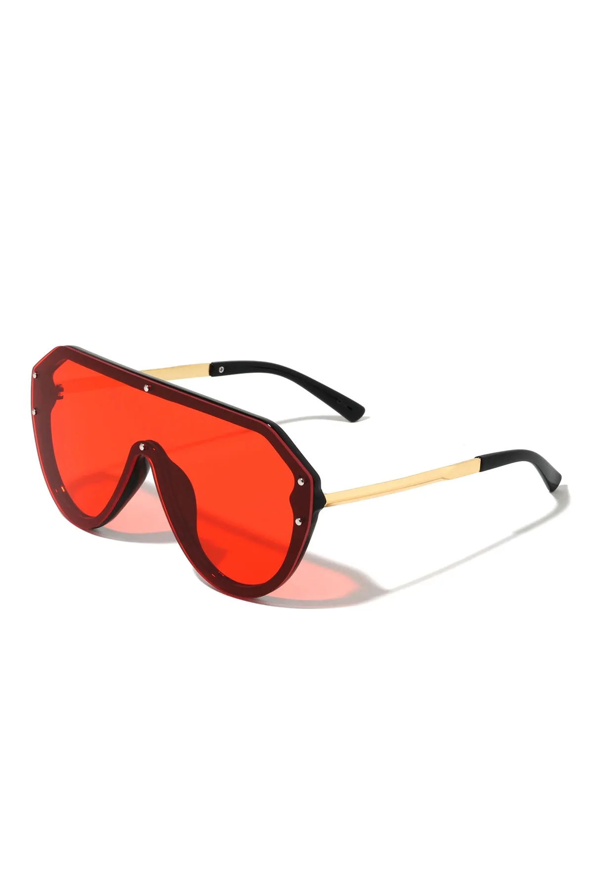 TINTED RETRO ROUND SHIELD ICONIC SUNGLASSES