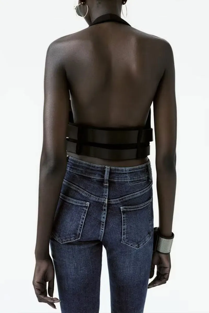 TJ0242 Belted Halter Vest