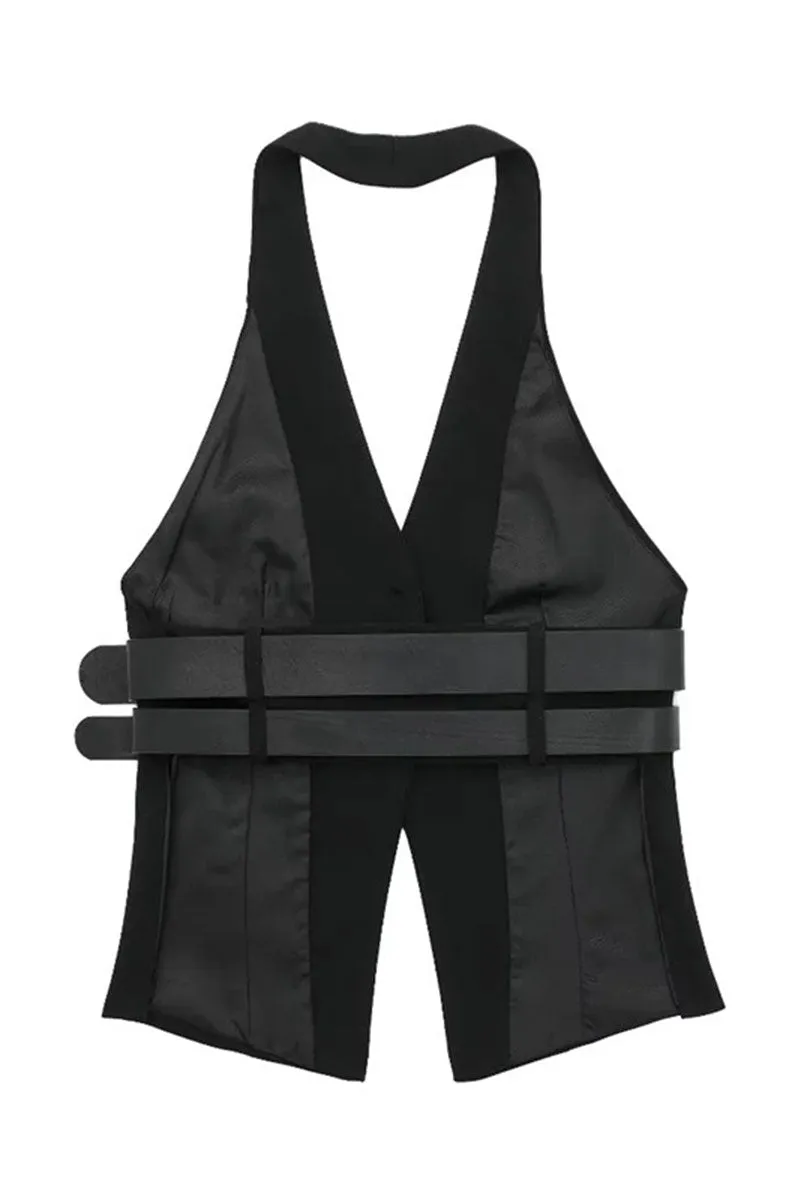 TJ0242 Belted Halter Vest