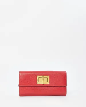 Tom Ford Red Leather Turnlock Natalia Continental Wallet