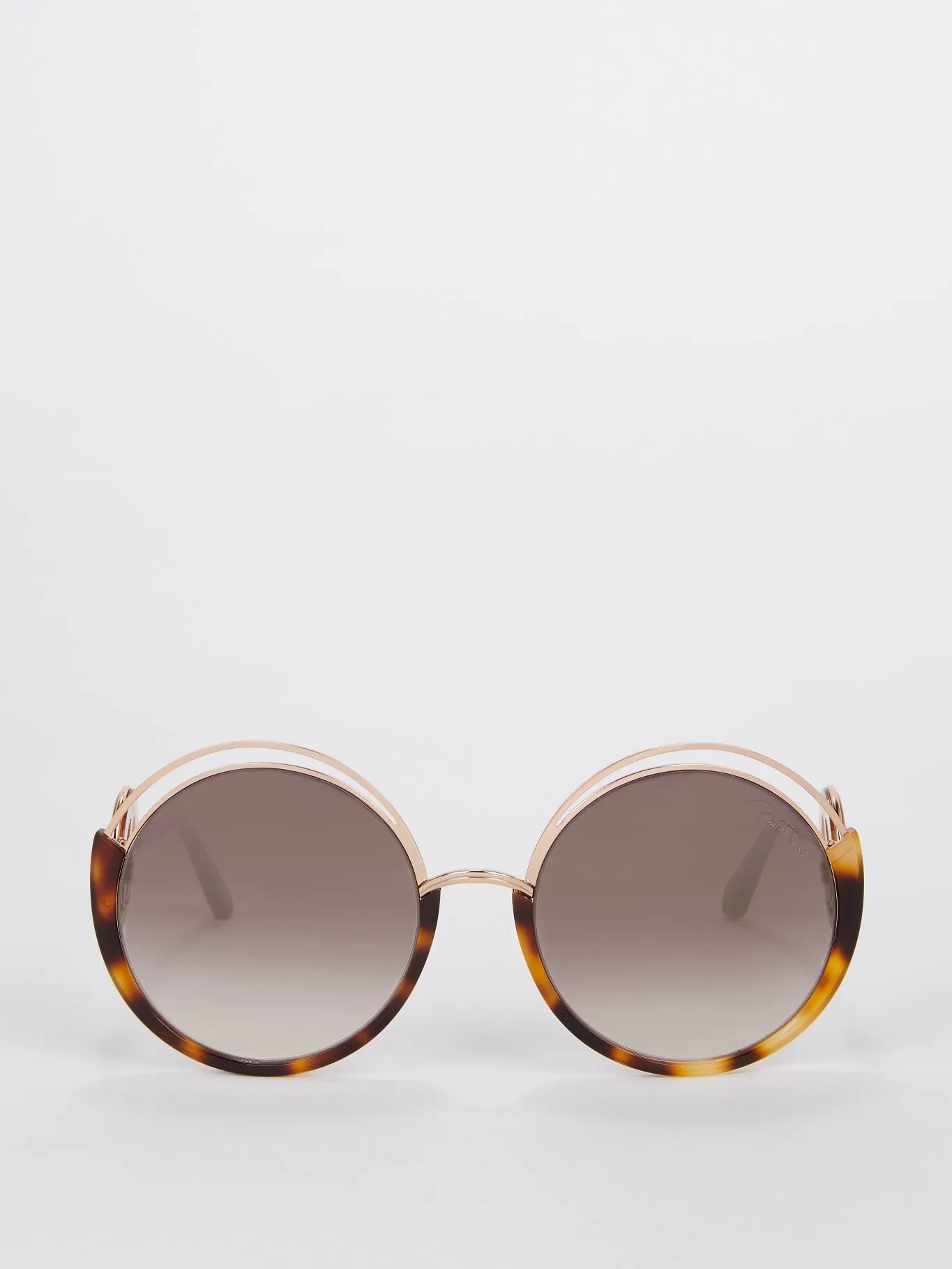 Tortoiseshell Round Logo Sunglasses