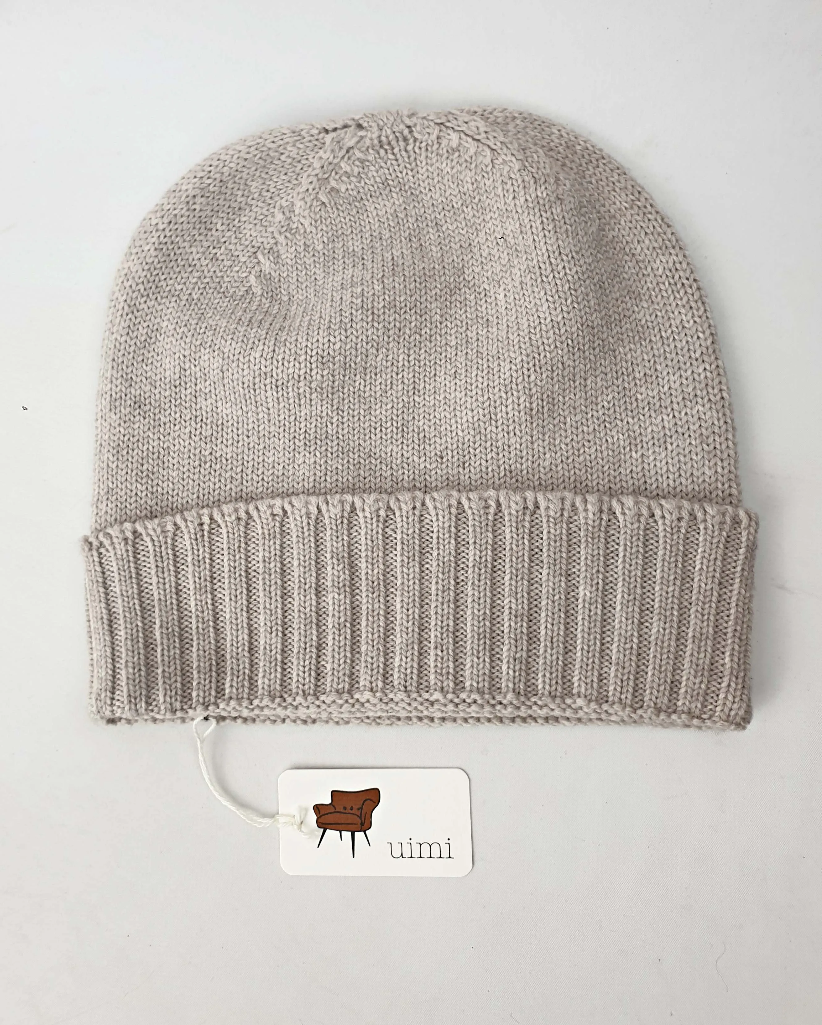 Uimi natural coloured 100% merino wool knit beanie