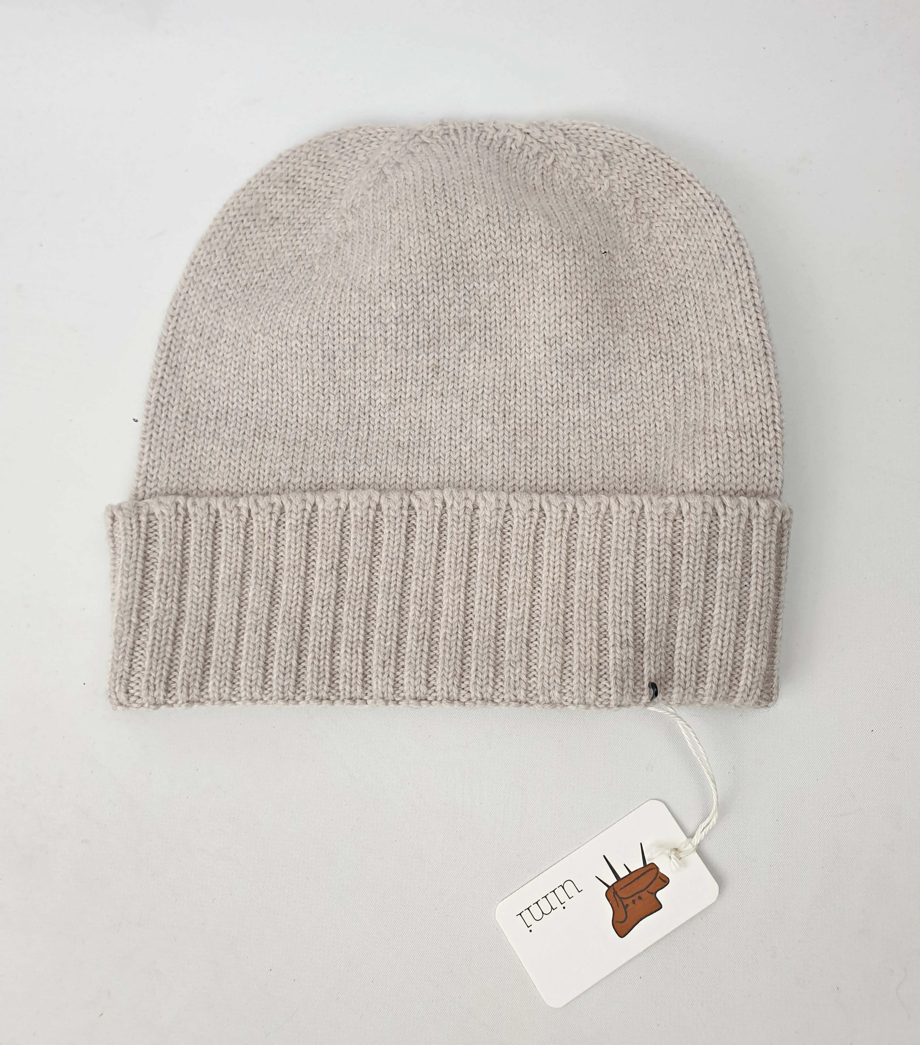 Uimi natural coloured 100% merino wool knit beanie