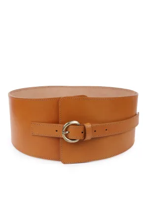 Upcycled Leather Corset Belt Camel