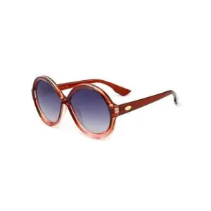 UV Protection Full Frame Embellished Round Sunglasses - Wine Red