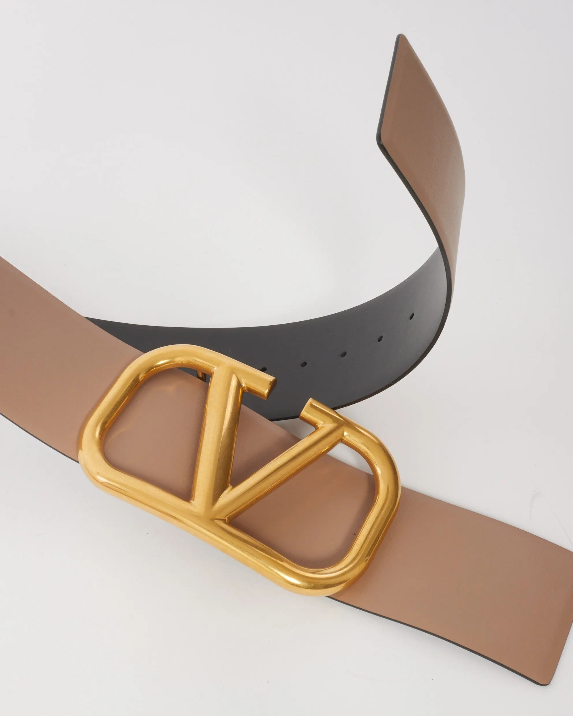 Valentino Beige/Black Reversible V Logo Signature Belt 70MM - 85