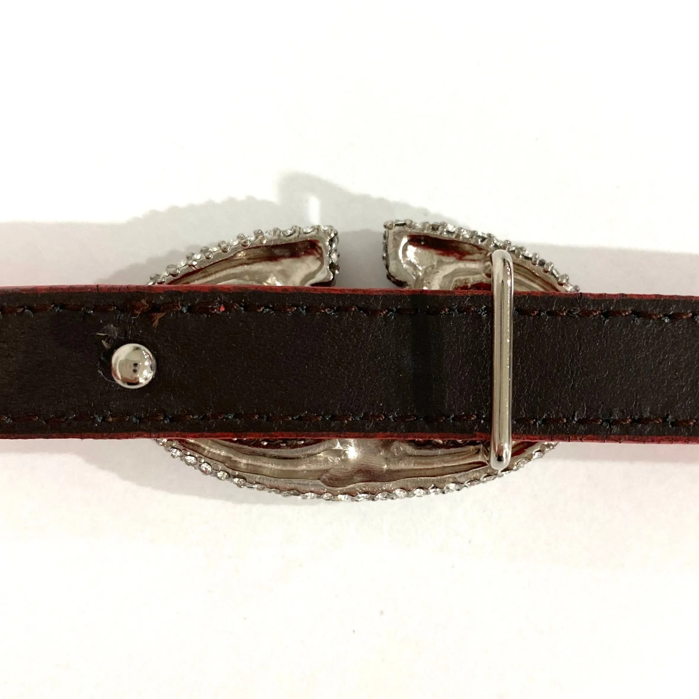Valentino Crystal V Logo Pink Snakeskin Belt