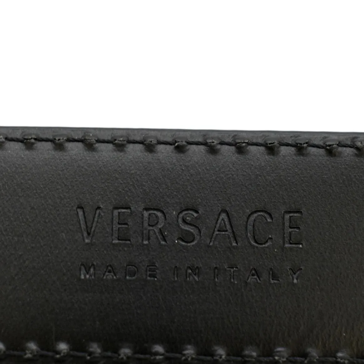 VERSACE La Medusa Buckle Calf Leather Belt Black Size 110/44
