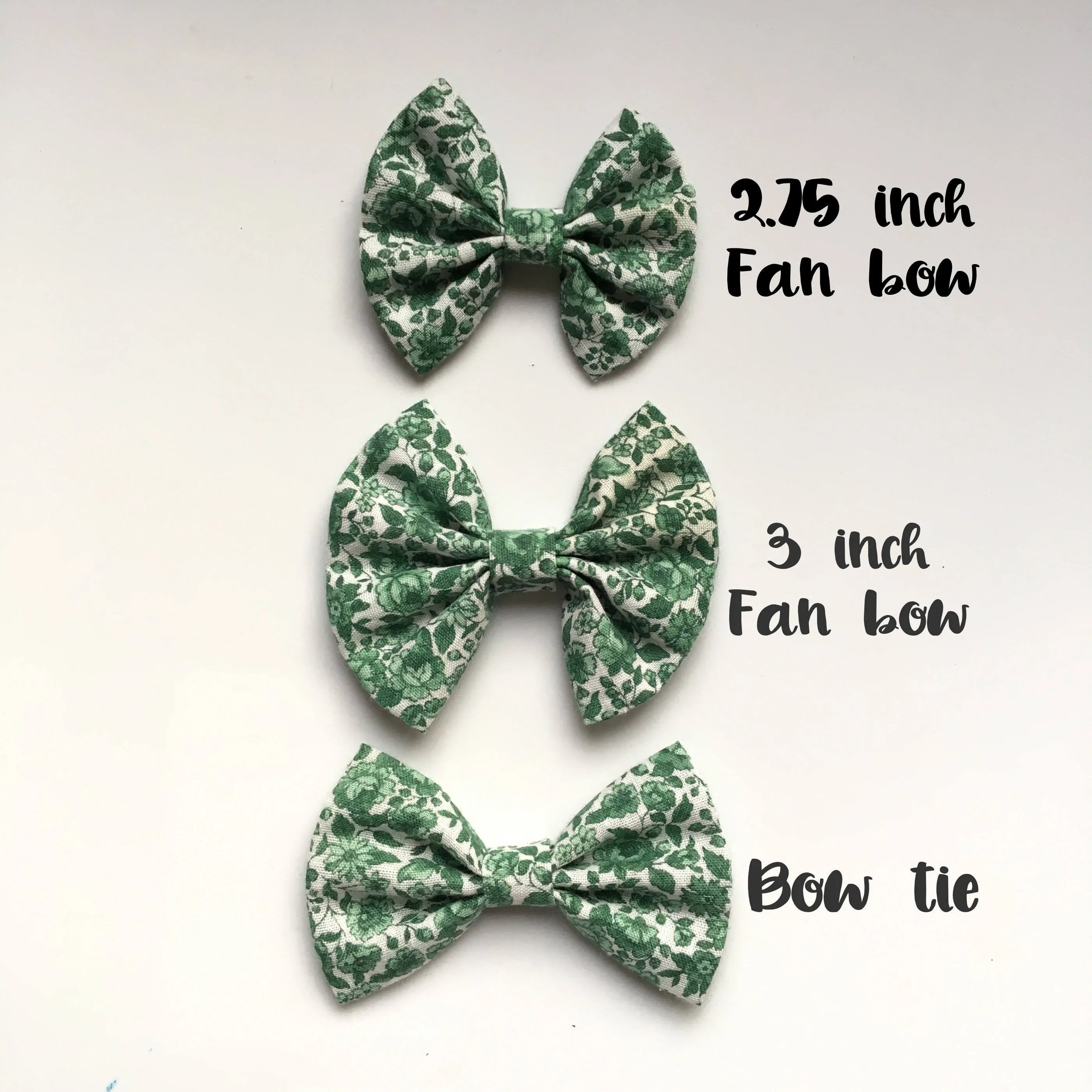Vintage green floral cotton bow